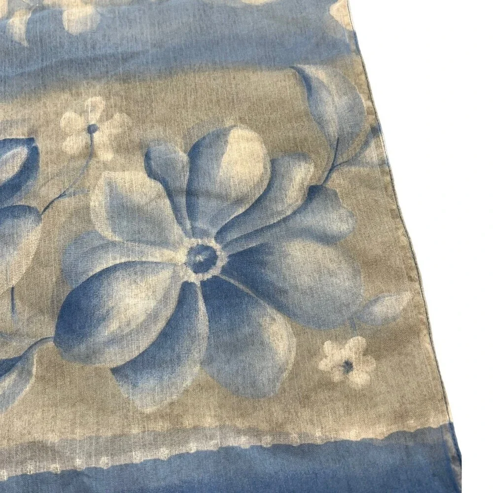 Elaine Gold Blue Floral Large Shawl